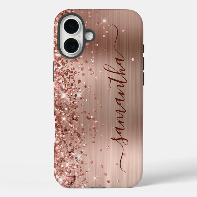 Coques Case-Mate iPhone Glitterie Rose Or Metallic Girl Signature noire (Verso)