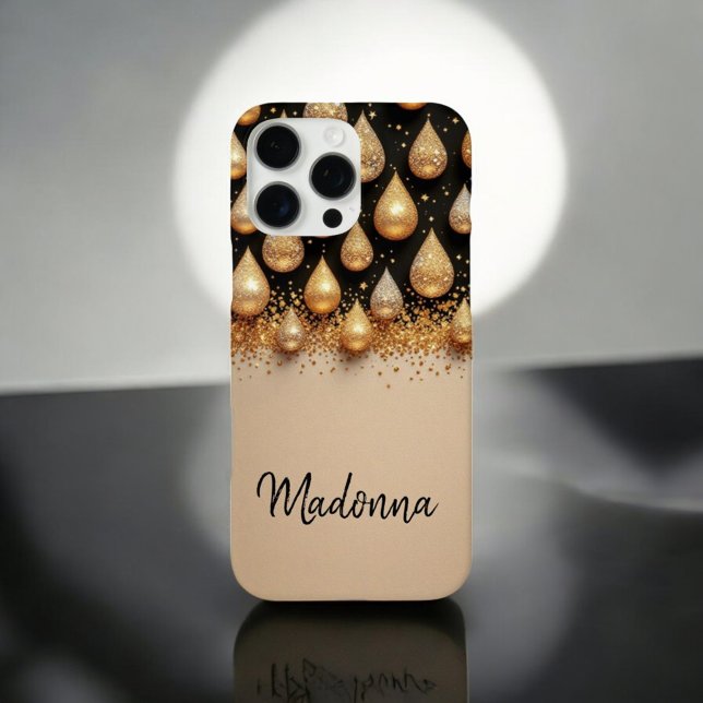 Coques Case-Mate iPhone Glittering Gold Drops (Créateur téléchargé)