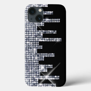 iPhone 13 Coque Glittery Black/Silver Glamour