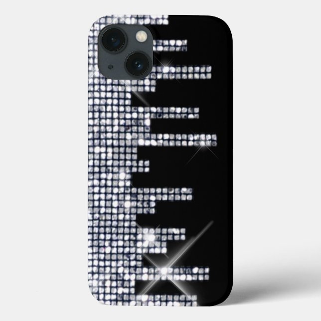 Coques Case-Mate iPhone Glittery Black/Silver Glamour (Verso)