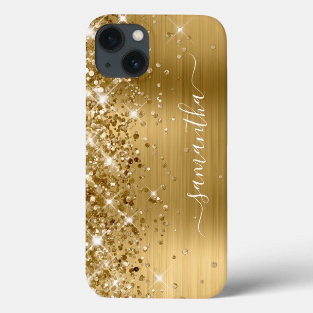 Coques Case-Mate iPhone Glittery Gold Foil Modern Girl Signature (Verso)