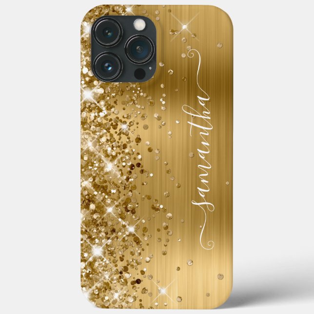 Coques Case-Mate iPhone Glittery Gold Foil Modern Girl Signature (Verso)