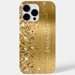 Coque Case-Mate iPhone Glittery Gold Glam Modern Girl Signature
