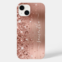 Glittery Rose Gold Glam Modern Girl Signature