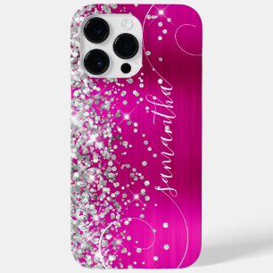 Coque Case-Mate iPhone Glittery Silver et Hot Pink Glam Curly Signature