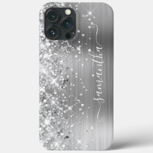 Case-Mate iPhone Case Glittery Silver Foil Modern Girl Signature