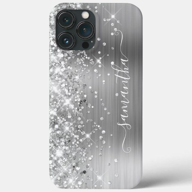 Coques Case-Mate iPhone Glittery Silver Foil Modern Girl Signature (Verso)