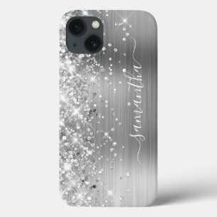 Case-Mate iPhone Case Glittery Silver Foil Modern Girl Signature