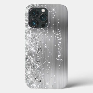 Case-Mate iPhone Case Glittery Silver Foil Modern Girl Signature