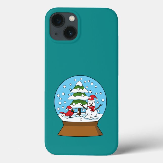Coques Case-Mate iPhone Globe de neige avec le cardinal Snowman et Pine Tr (Verso)