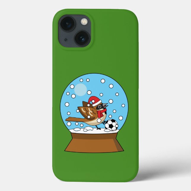 Coques Case-Mate iPhone Globe de neige avec un moineau mignon jouant au so (Verso)