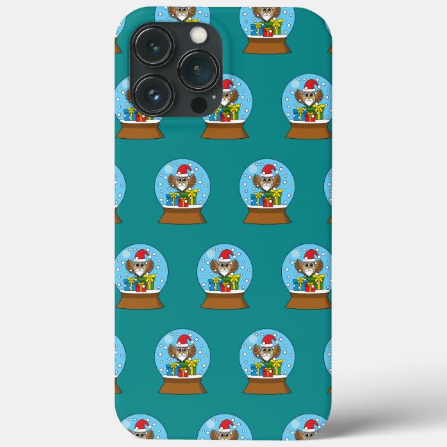 Coques Case-Mate iPhone Globe des neiges avec Chouette du Père Noël (Verso)