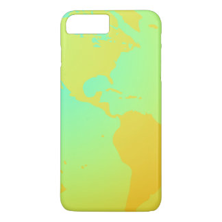 Coque iPhone 8 Plus/7 Plus Globe jaune vert or néon