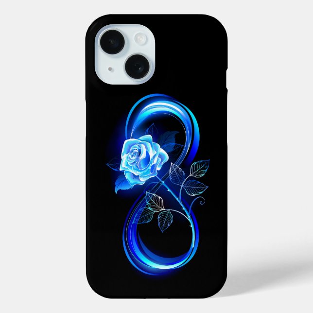 Coques Case-Mate iPhone Glowing infinity with blue rose (Verso)