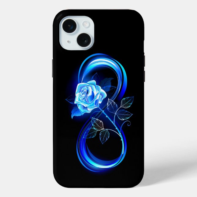 Coques Case-Mate iPhone Glowing infinity with blue rose (Verso)