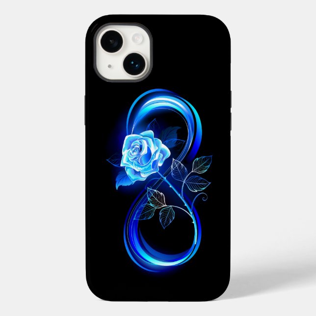 Coques Case-Mate iPhone Glowing infinity with blue rose (Verso)