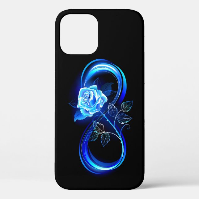 Coques Case-Mate iPhone Glowing infinity with blue rose (Verso)