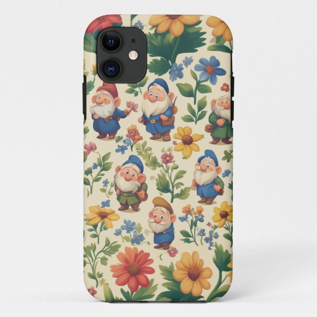 Coques Case-Mate iPhone Gnome a flower motif design (Dos)