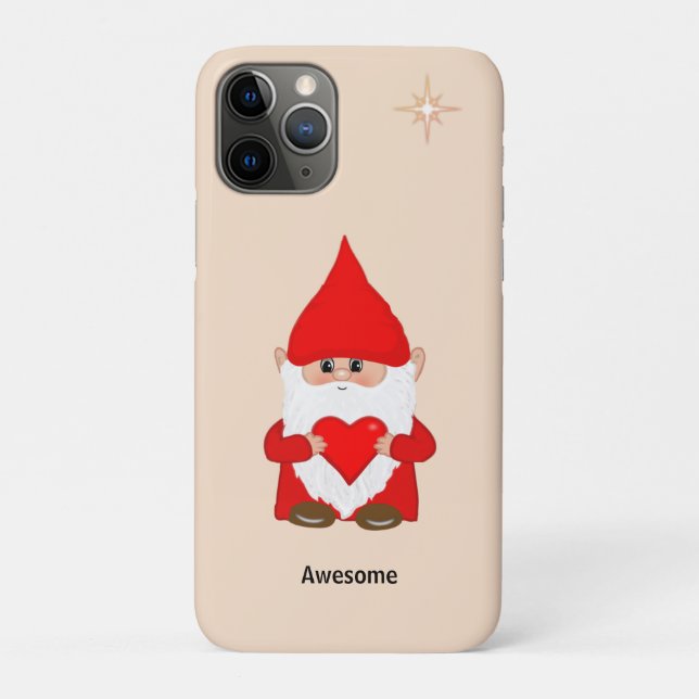 Coques Case-Mate iPhone Gnome heureux avec coeur sur beige Champagne (Dos)