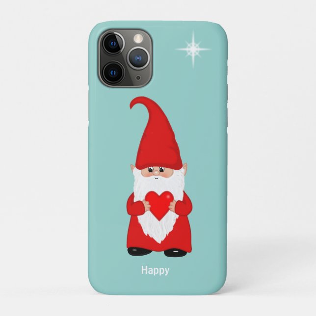 Coques Case-Mate iPhone Gnome heureux avec cœur sur sarcelle (Dos)