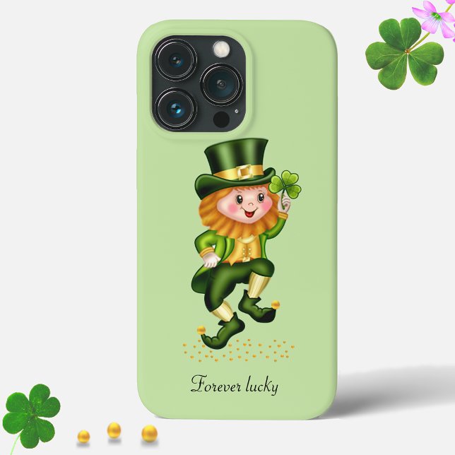 Coques Case-Mate iPhone Gnome vert très chanceux sur la chaux verte légère (Créateur téléchargé)