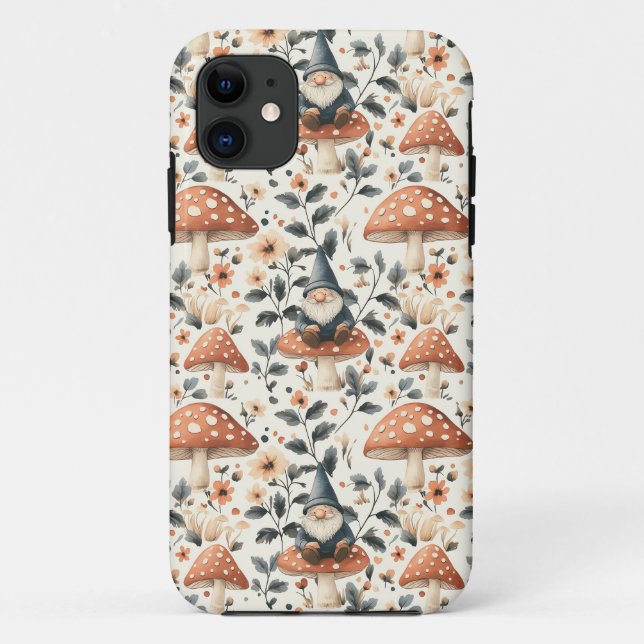 Coques Case-Mate iPhone Gnome Whimsical & Champignons Enchantant Woodland (Dos)