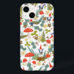 Coque Case-Mate iPhone Gnomes des bois<br><div class="desc">Motif à thème Whimsical vert et rouge boisé conçu par Shelby Allison avec de minuscules personnages de gnome,  champignons,  fleurs et feuillage.</div>