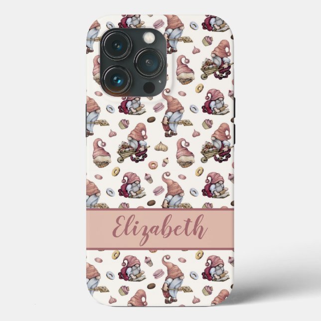 Coques Case-Mate iPhone Gnomes Monogramme Gâteaux Cupcakes Donuts Écriture (Verso)