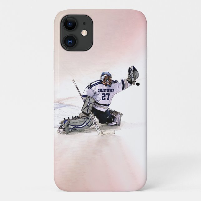 Coques Case-Mate iPhone Goalkeeper De Hockey Sur Glace Avec Votre Nom Dess (Dos)