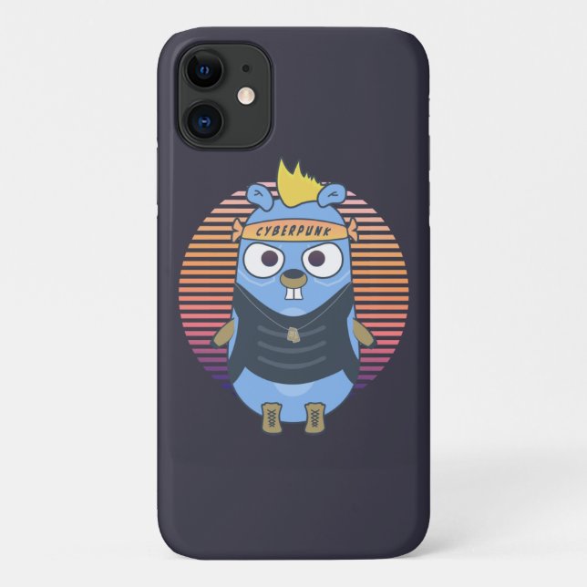 Coques Case-Mate iPhone Golang gopher dans le style cyberpunk (Dos)