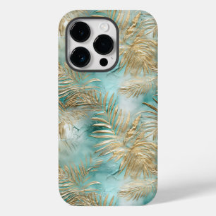 Coque Case-Mate iPhone Gold Aqua White Feuilles tropicaux
