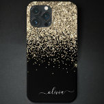 Case-Mate iPhone Case Gold Black Girl Parties scintillant étincelante Mo<br><div class="desc">Parties scintillant à étincelles et à gouttes en or et noir brossé en métal Nom et téléphone initial. Cela rend le cadeau parfait pour 16 ans,  mariage,  douche nuptiale,  anniversaire,  baby shower ou bachelorette pour quelqu'un qui aime le luxe glam et les styles chic.</div>