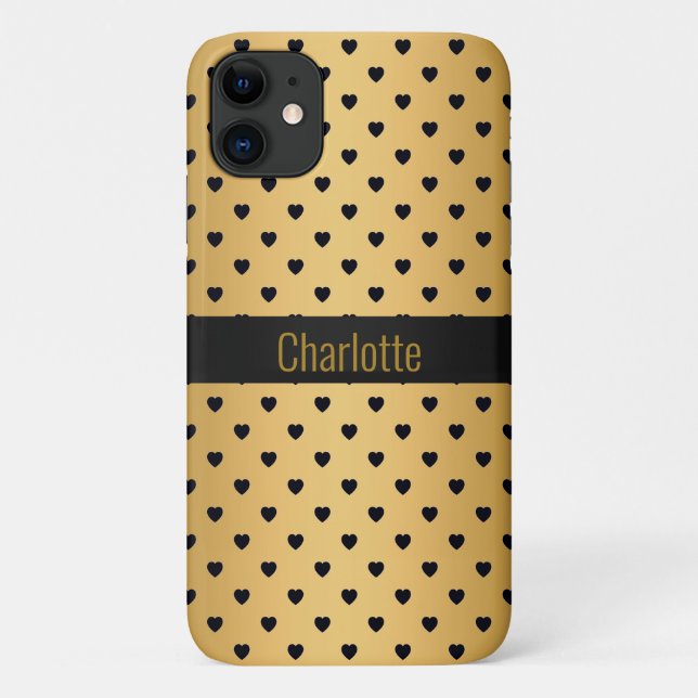 Coques Case-Mate iPhone GOLD BLACK HEART MOTIF IPHONE personnalisable (Dos)