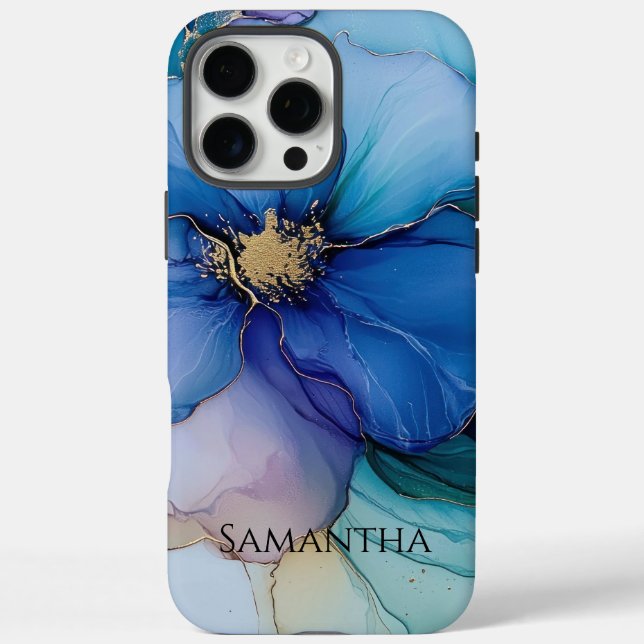 Coques Case-Mate iPhone Gold Blue Aqua Purple Flower (Verso)