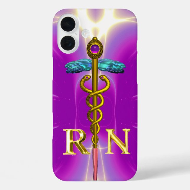 Coques Case-Mate iPhone GOLD CADUCEUS INSCRIT INFIRMIER SYMBOLE Pink Fuchs (Verso)