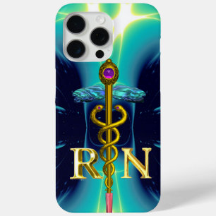 Coque Case-Mate iPhone GOLD CADUCEUS SYMBOLE INFIRMIER INSCRIT Aqua Blue