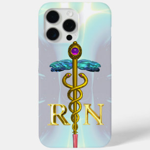 Coque Case-Mate iPhone GOLD CADUCEUS SYMBOLE INFIRMIER INSCRIT Bleu clair