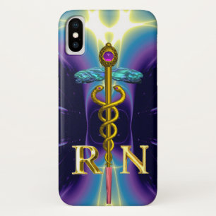Coque Case-Mate iPhone GOLD CADUCEUS SYMBOLE INFIRMIER INSCRIT Purple Blu