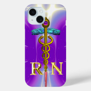 Coque Case-Mate iPhone GOLD CADUCEUS SYMBOLE INFIRMIÈRE ENREGISTRÉ Purple
