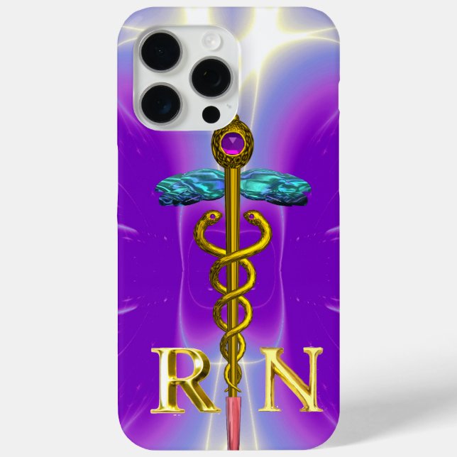 Coques Case-Mate iPhone GOLD CADUCEUS SYMBOLE INFIRMIÈRE ENREGISTRÉ Purple (Verso)