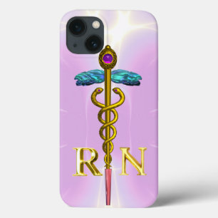 ETUI iPhone 13 GOLD CADUCEUS SYMBOLE INFIRMIÈRE INFIRMIÈRE CLAIR 