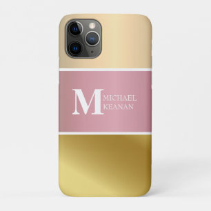 Case-Mate iPhone Case Gold Chopper Pink Strip Nom du monogramme métalliq