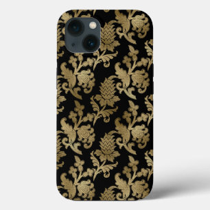Case-Mate iPhone Case Gold Damask Floral sur Black Mariage cadeau
