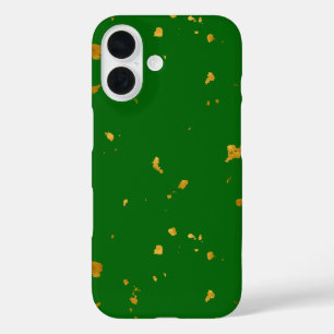 Coque Pour iPhone 16 Gold Flakes sur Emerald Green