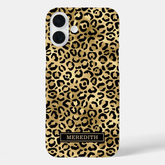 Coques Case-Mate iPhone Gold Foil Leopard Print Monogrammed (Verso)