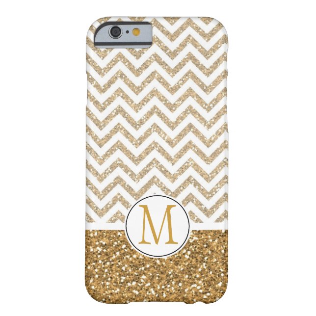 Coques Case-Mate iPhone Gold Glam Faux Parties scintillant Chevron Monogra (Dos)