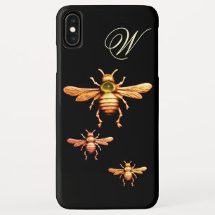 Coque Case-Mate iPhone GOLD HONEY BEES MONOGRAM Black