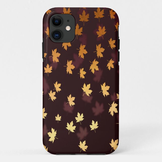 Coques Case-Mate iPhone Gold Maple Leaf on dark red (Dos)