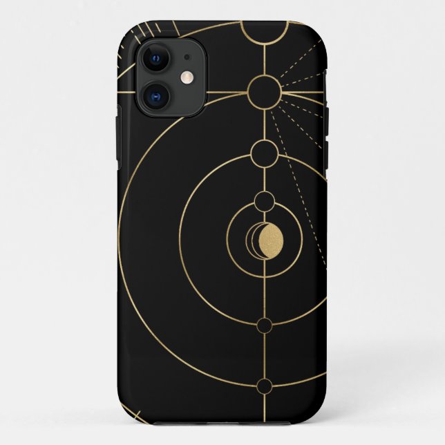 Coques Case-Mate iPhone Gold noir boussole lunaire phase lunaire (Dos)