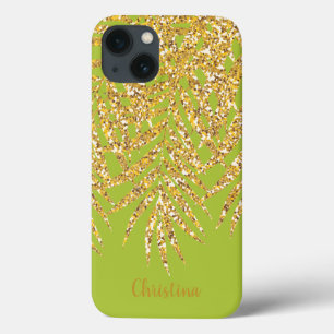 Case-Mate iPhone Case Gold Palm Fronds Nom Chartreuse personnalisée